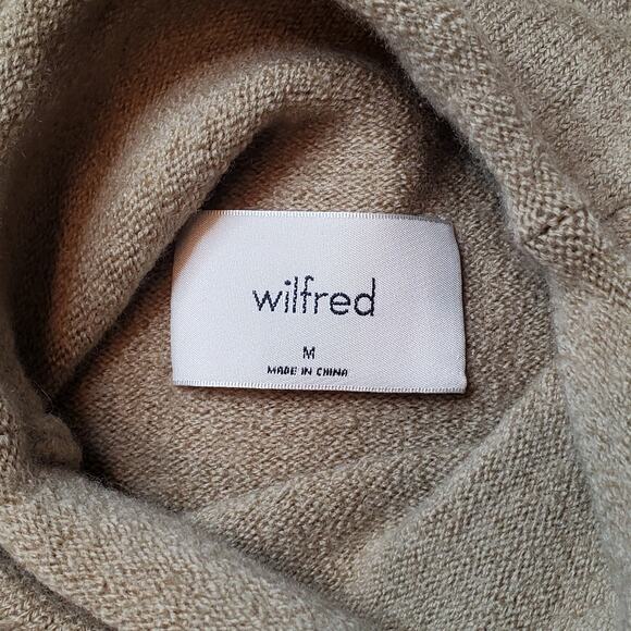 Aritzia Wilfred Women's Size M Cyprie Merino Wool Mock Neck Sweater Beige - Picture 4 of 8